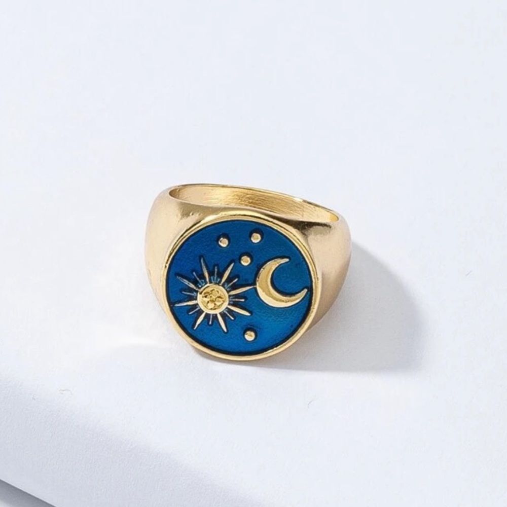 Gold and Blue Celestial Ring #1712